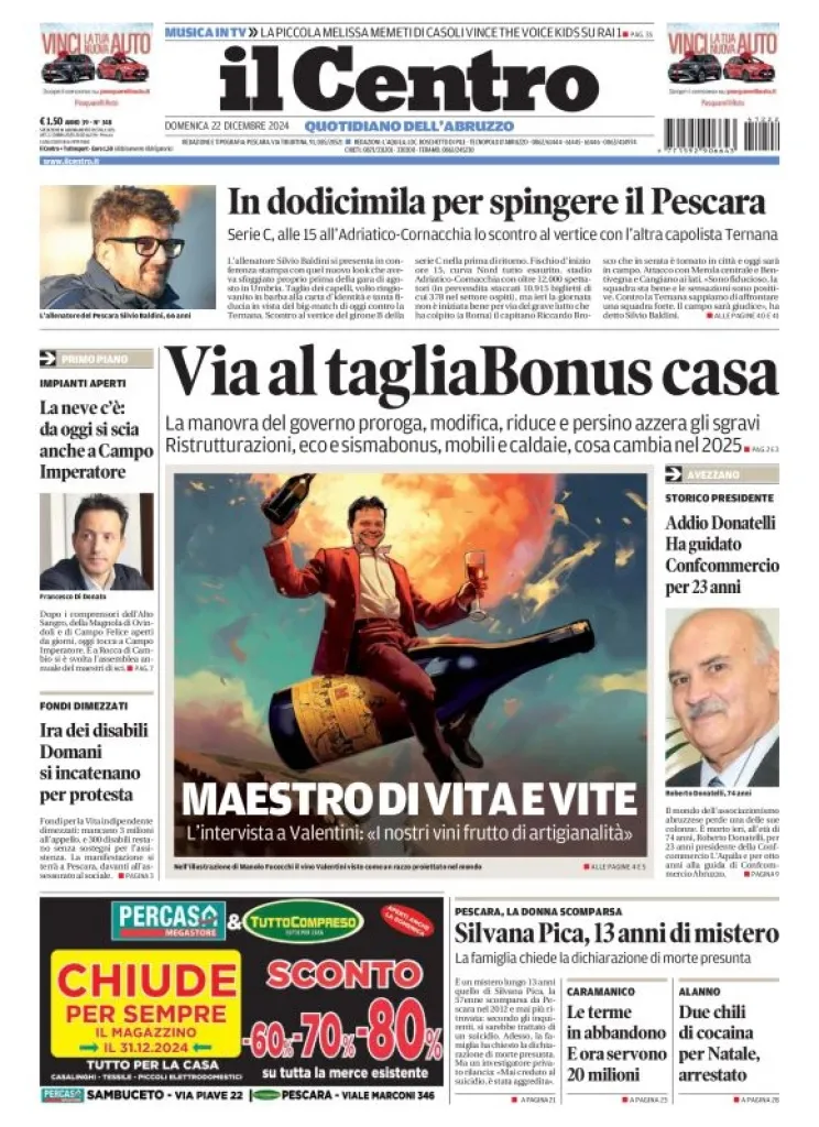 Prima-pagina-il centro-oggi-edizione-del-2024-12-22